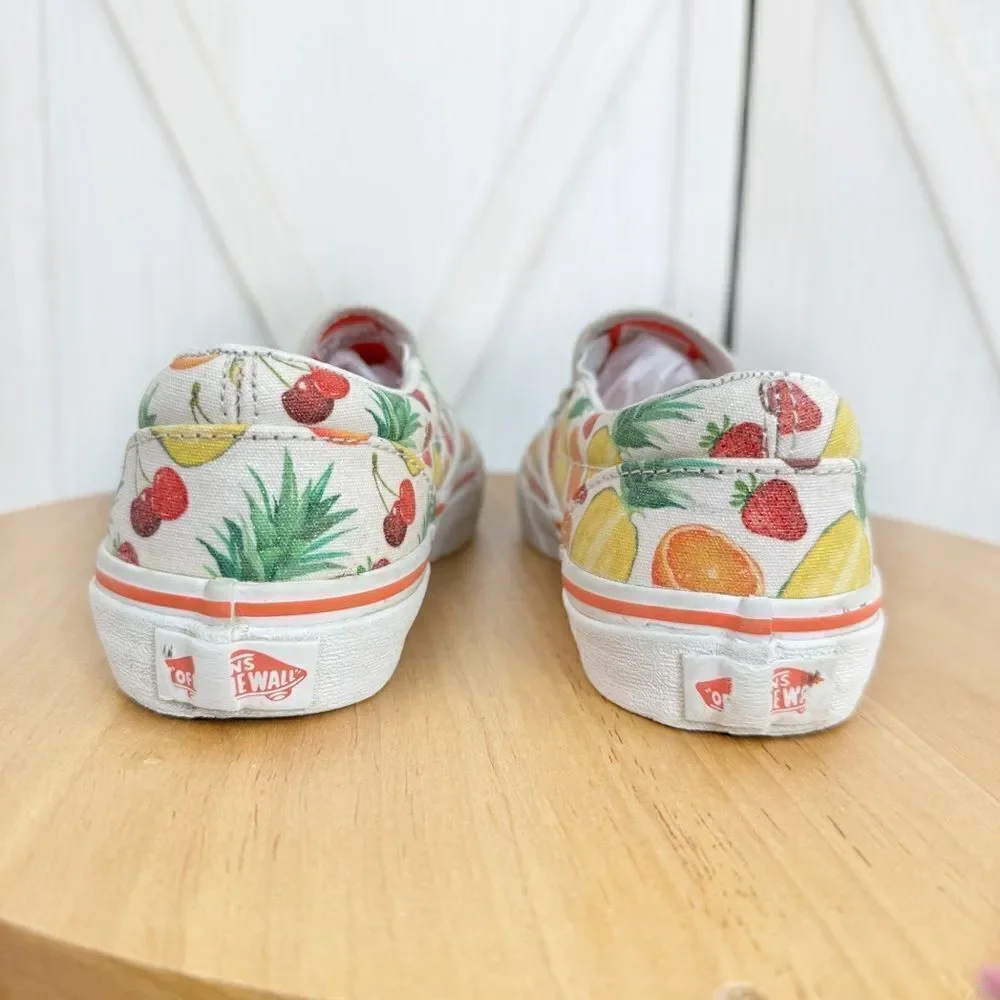 Vans Classic Slip On Sneakers Tropical‎ Fruit Glitter Print Size 3 Big Kids